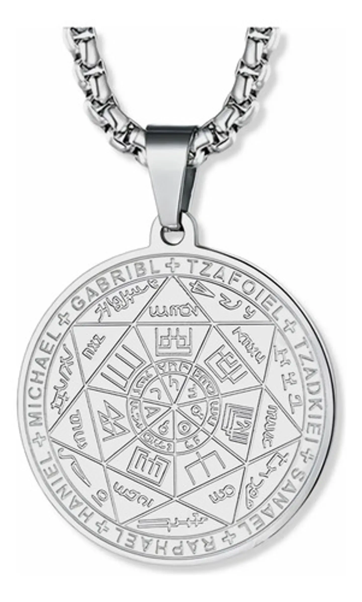 Collar Para Hombre Y Mujer Con Dije 7 Arcangeles Color Plata 1