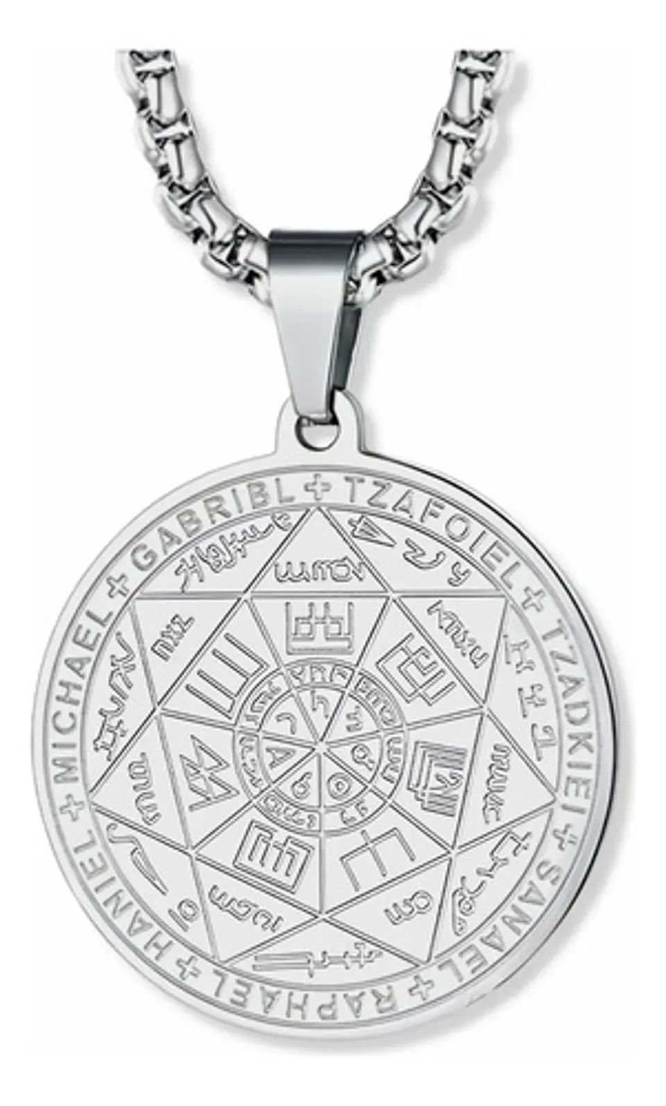 Collar Para Hombre Y Mujer Con Dije 7 Arcangeles Color Plata 1