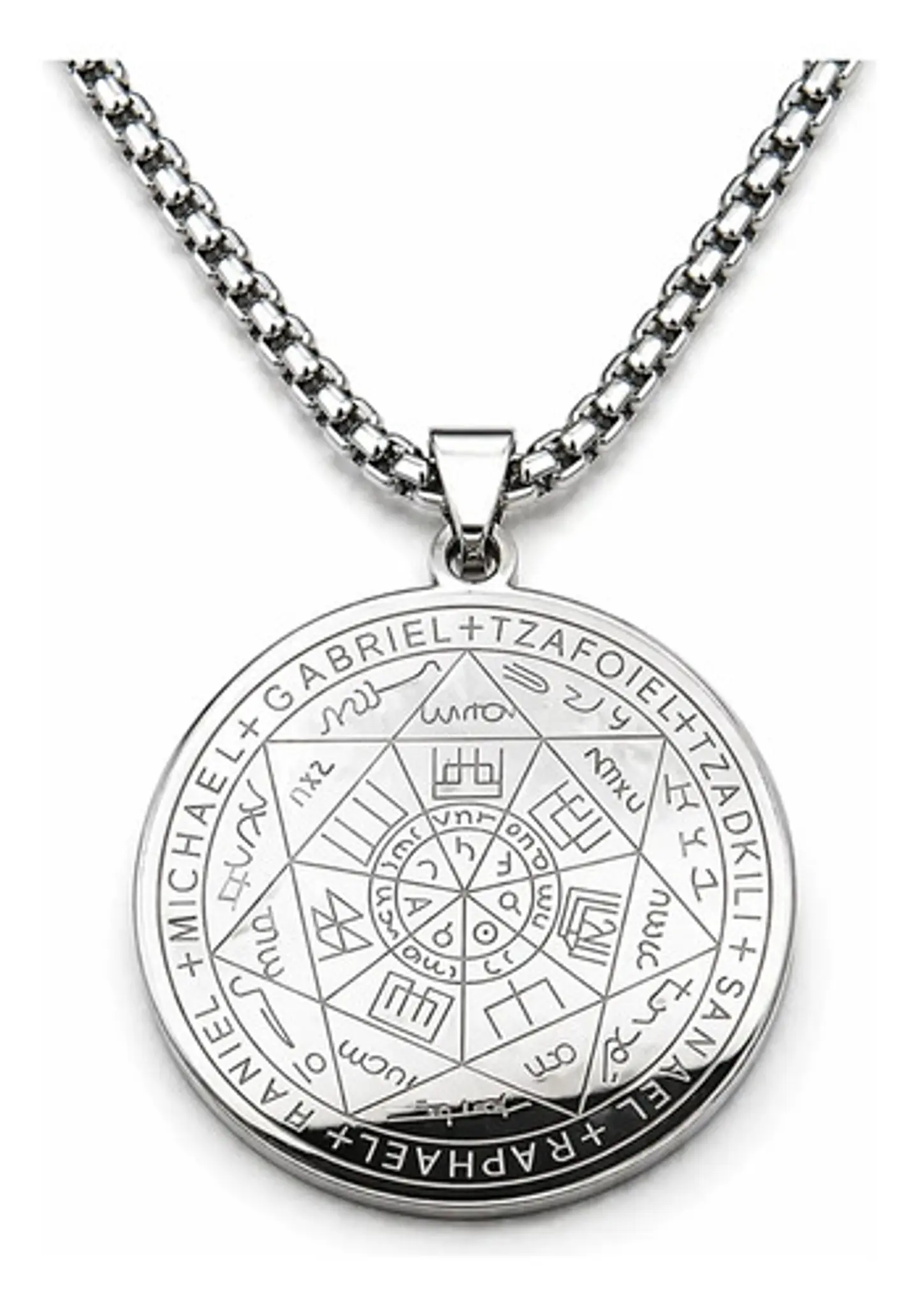 Collar Para Hombre Y Mujer Con Dije 7 Arcangeles Color Plata 2