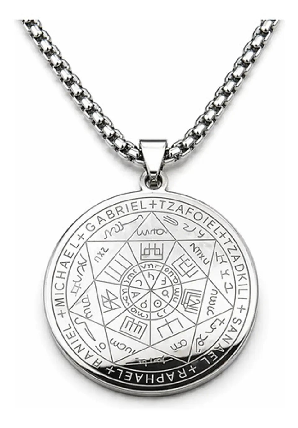 Collar Para Hombre Y Mujer Con Dije 7 Arcangeles Color Plata 2