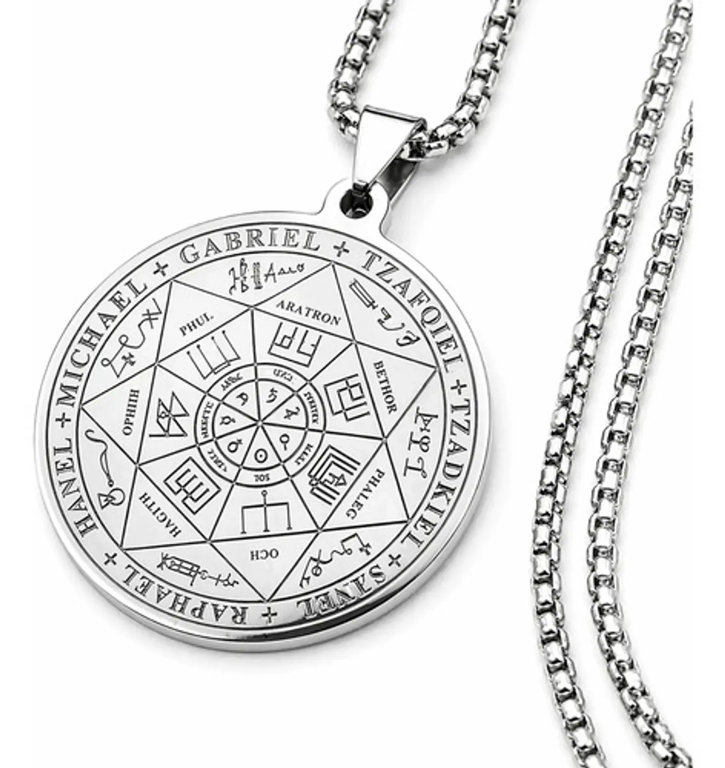 Collar Para Hombre Y Mujer Con Dije 7 Arcangeles Color Plata 3
