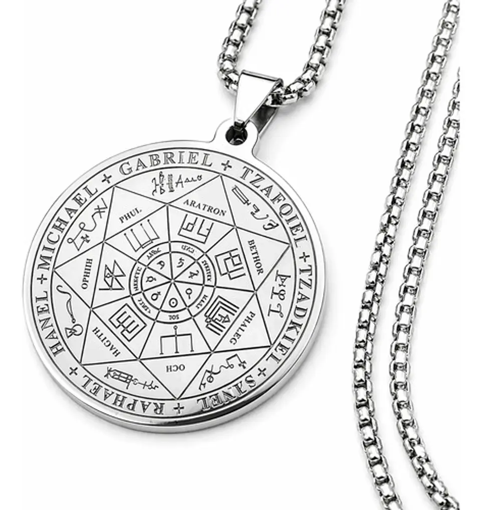 Collar Para Hombre Y Mujer Con Dije 7 Arcangeles Color Plata 3