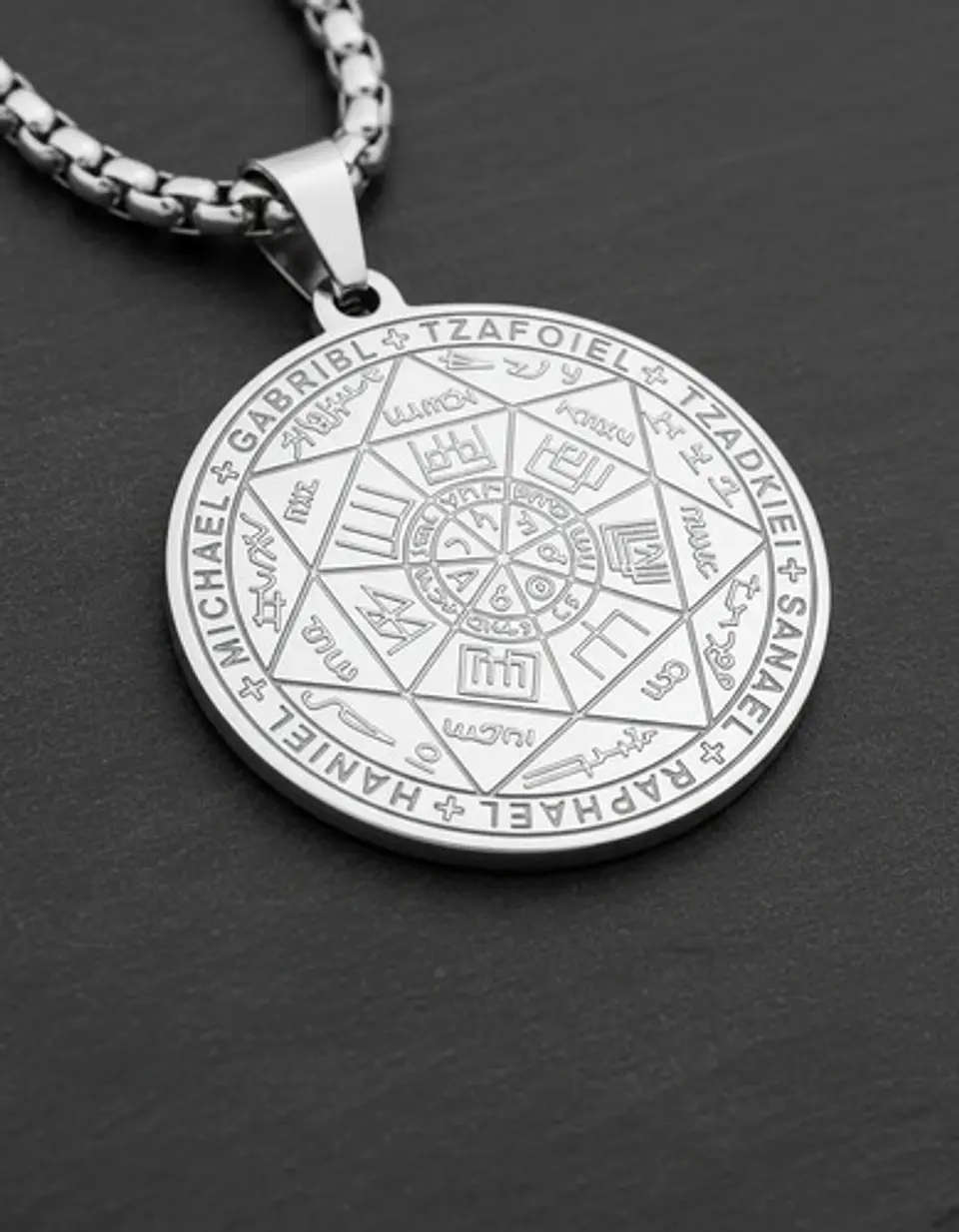 Collar Para Hombre Y Mujer Con Dije 7 Arcangeles Color Plata 8