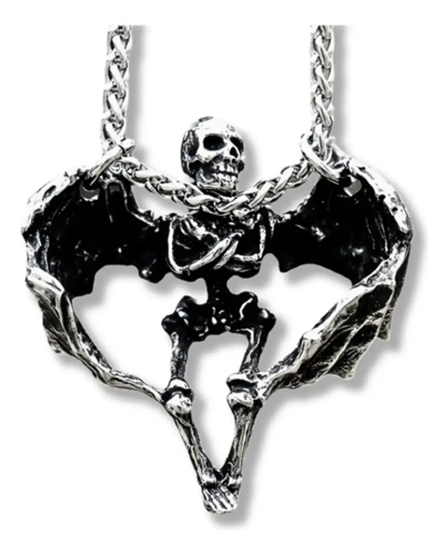 Collar Para Hombre Y Mujer Con Dije Calavera Alada De Acero  Plateado 1