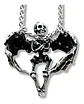 Collar Para Hombre Y Mujer Con Dije Calavera Alada De Acero  Plateado - Miniatura 1