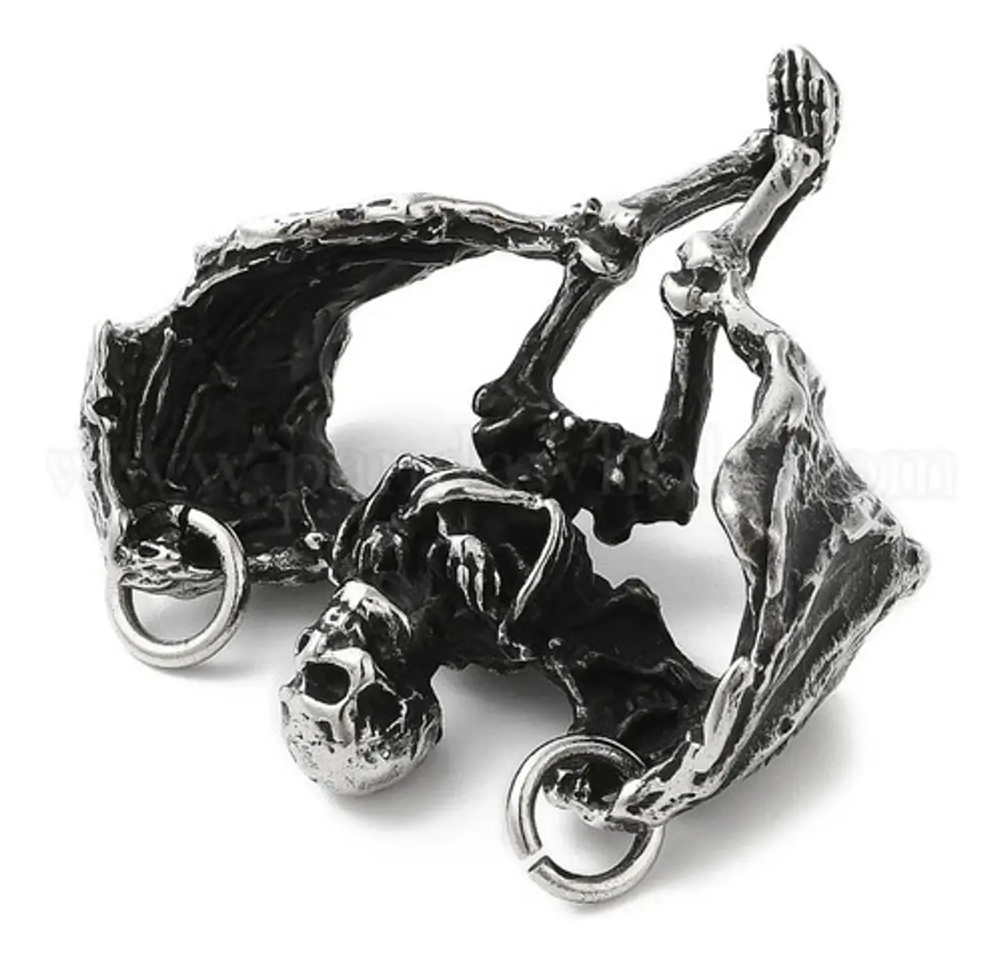 Collar Para Hombre Y Mujer Con Dije Calavera Alada De Acero  Plateado 9