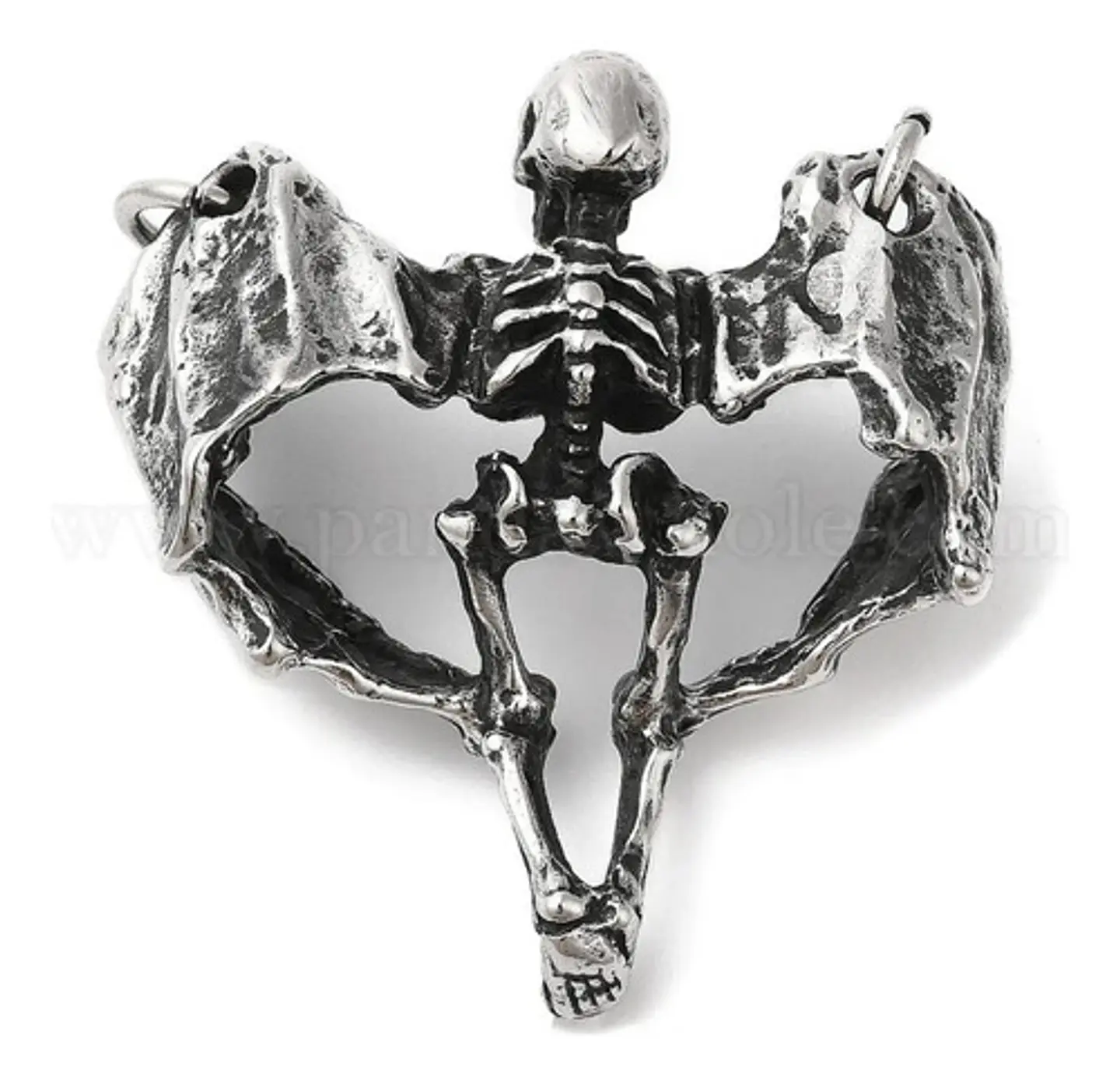 Collar Para Hombre Y Mujer Con Dije Calavera Alada De Acero  Plateado 10