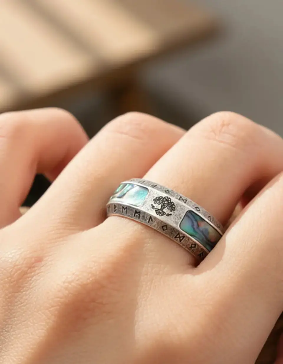Anillo Para Hombre Mujer Vikingo Yggdrasil Árbol De La Vida 8