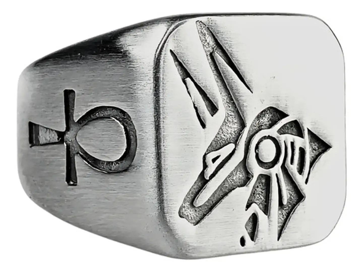 Anillo Para Hombre Dios Anubis Egipcio De Acero Color Plata 1