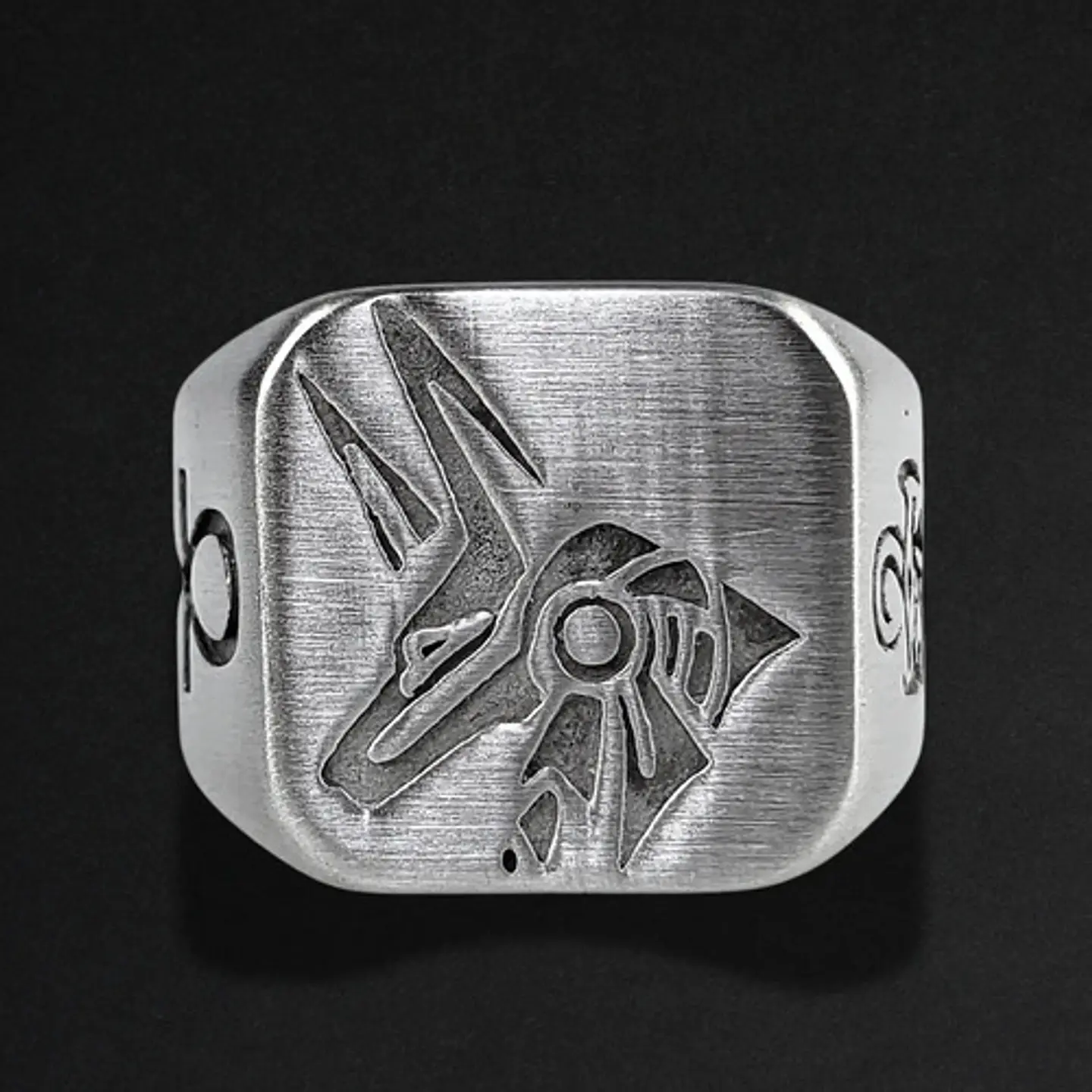 Anillo Para Hombre Dios Anubis Egipcio De Acero Color Plata 3