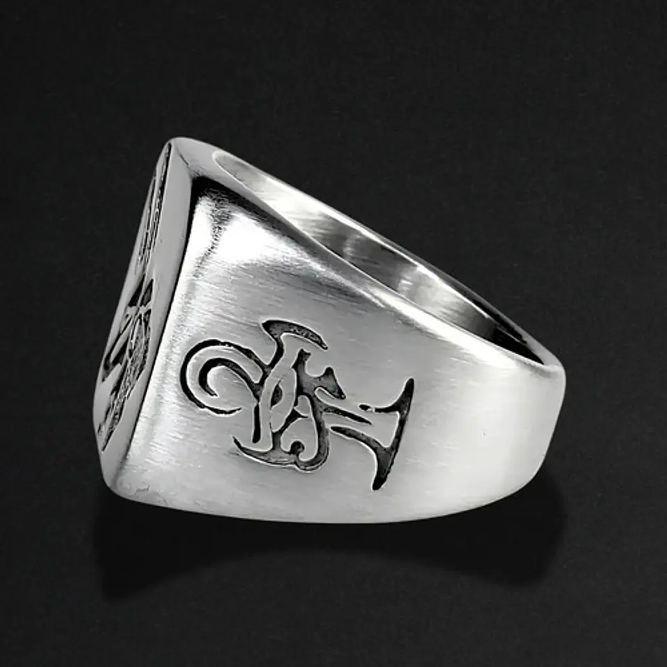 Anillo Para Hombre Dios Anubis Egipcio De Acero Color Plata 5