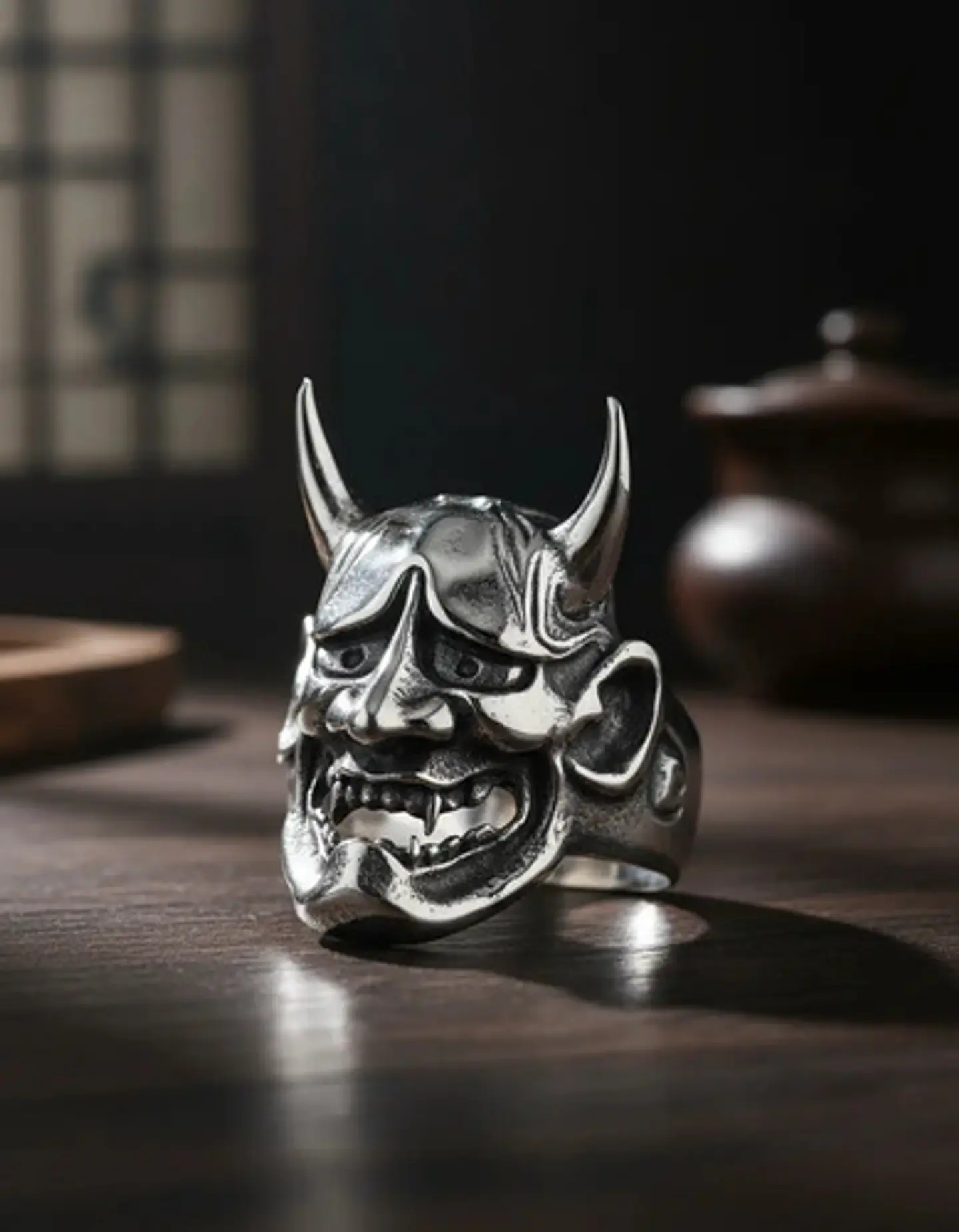 Anillo Para Hombre Y Mujer Forma Cabeza Prajna Genji Bushido 7