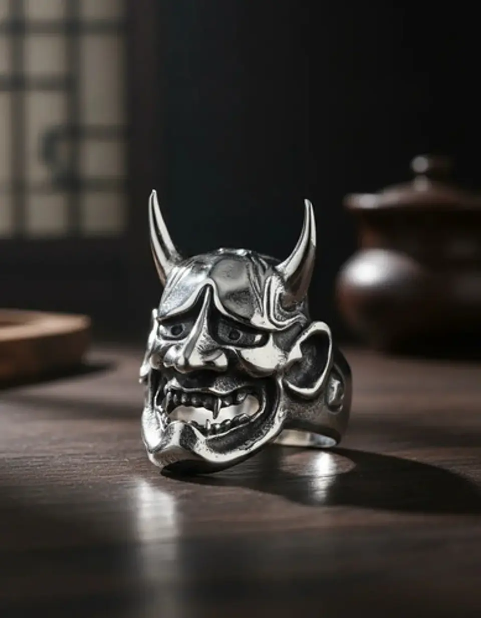 Anillo Para Hombre Y Mujer Forma Cabeza Prajna Genji Bushido 7