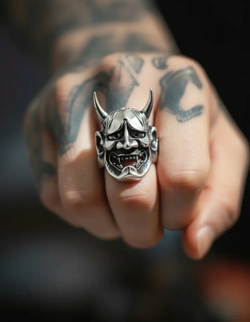 Anillo Para Hombre Y Mujer Forma Cabeza Prajna Genji Bushido 8