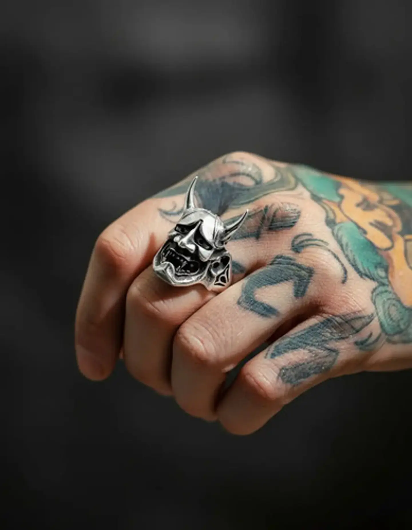Anillo Para Hombre Y Mujer Forma Cabeza Prajna Genji Bushido 9