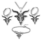 Set Joyería Para Hombre Mujer Con Cabeza De Cabra Pentagrama Plateado - Miniatura 1