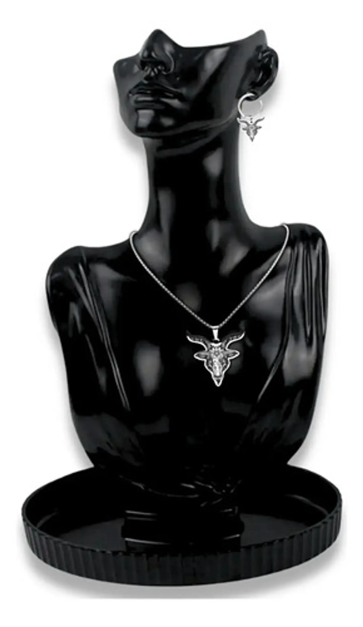 Set Joyería Para Hombre Mujer Con Cabeza De Cabra Pentagrama Plateado 3
