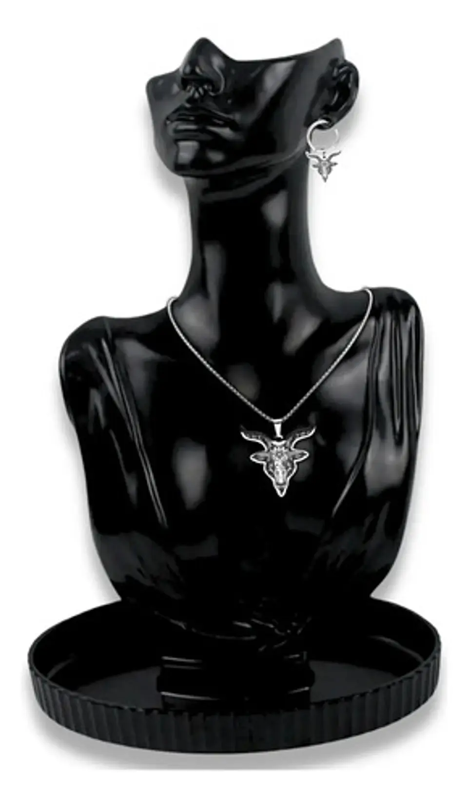 Set Joyería Para Hombre Mujer Con Cabeza De Cabra Pentagrama Plateado 3
