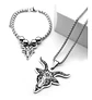 Set Joyería Para Hombre Mujer Con Cabeza De Cabra Pentagrama Plateado - Miniatura 8