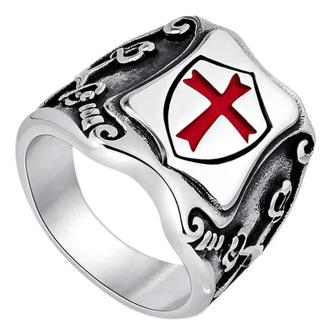 Anillo Para Hombre Con Escudo Cruz Caballeros Templarios