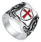 Anillo Para Hombre Con Escudo Cruz Caballeros Templarios - Miniatura 1