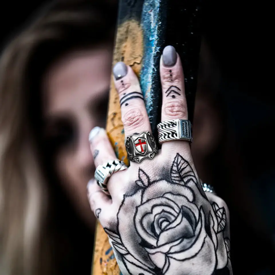 Anillo Para Hombre Con Escudo Cruz Caballeros Templarios 9