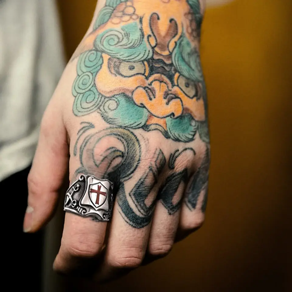 Anillo Para Hombre Con Escudo Cruz Caballeros Templarios 10