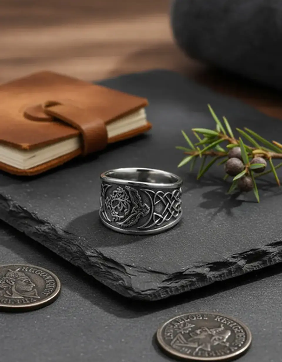Anillo Para Hombre Amuleto Vikingo Árbol De Vida Yggdrasil 2