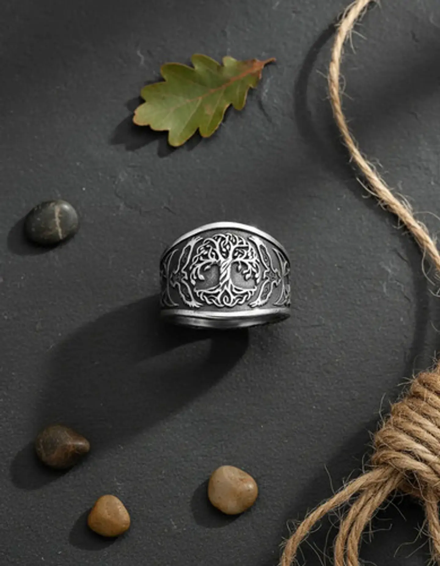 Anillo Para Hombre Amuleto Vikingo Árbol De Vida Yggdrasil 4