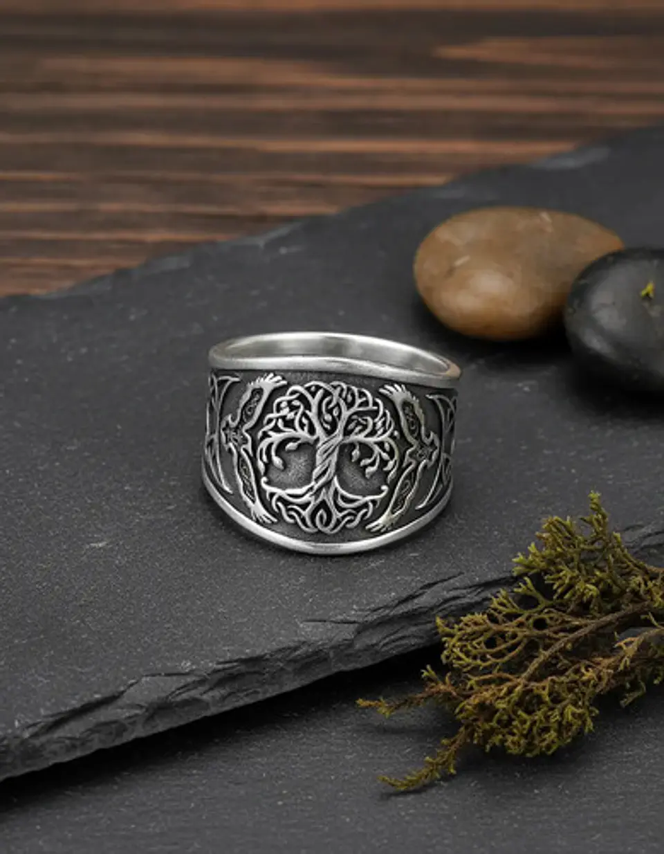 Anillo Para Hombre Amuleto Vikingo Árbol De Vida Yggdrasil 5