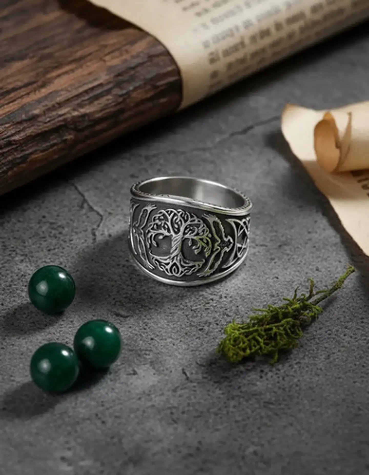 Anillo Para Hombre Amuleto Vikingo Árbol De Vida Yggdrasil 6