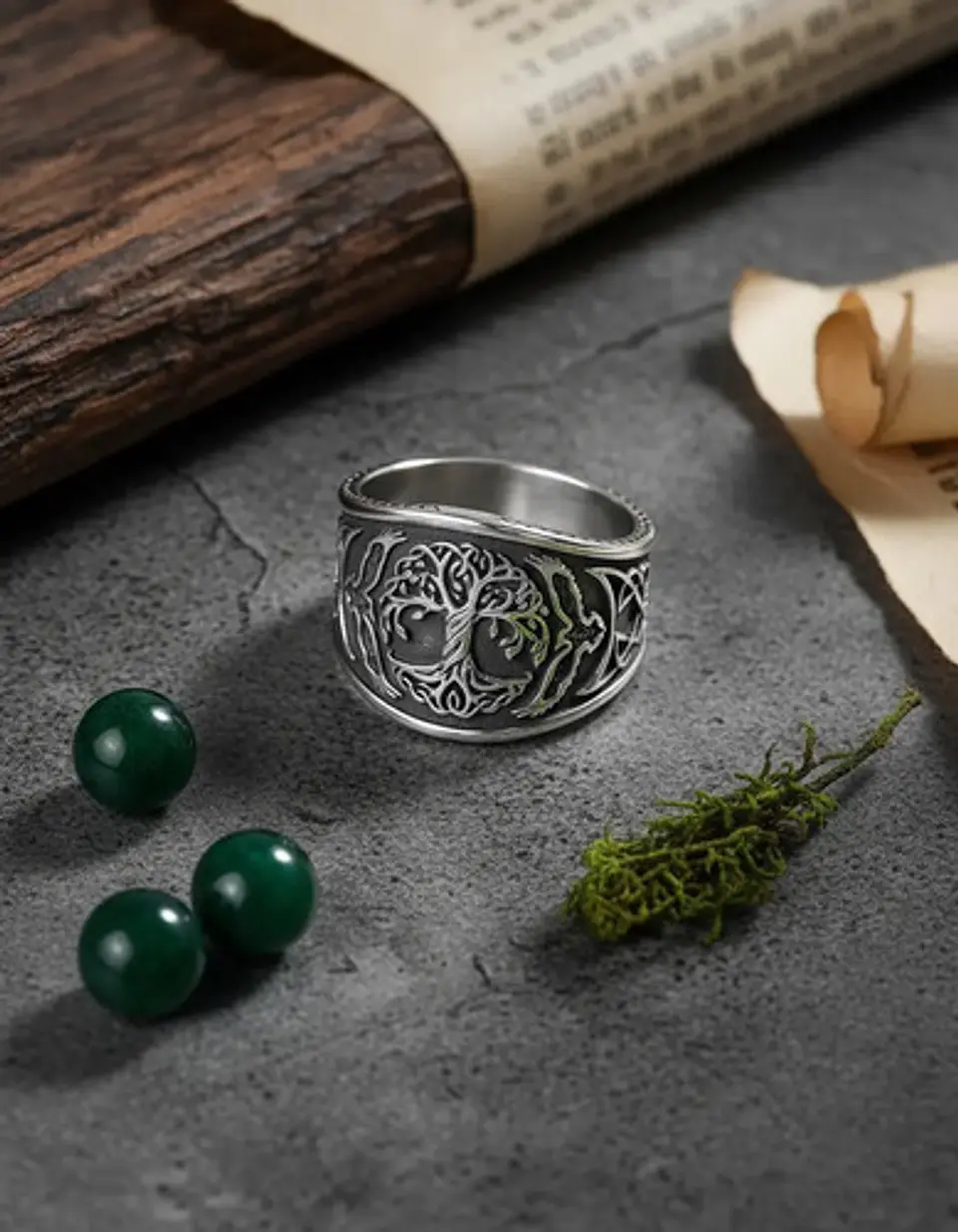 Anillo Para Hombre Amuleto Vikingo Árbol De Vida Yggdrasil 6