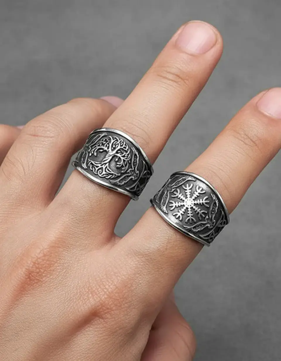 Anillo Para Hombre Amuleto Vikingo Árbol De Vida Yggdrasil 7
