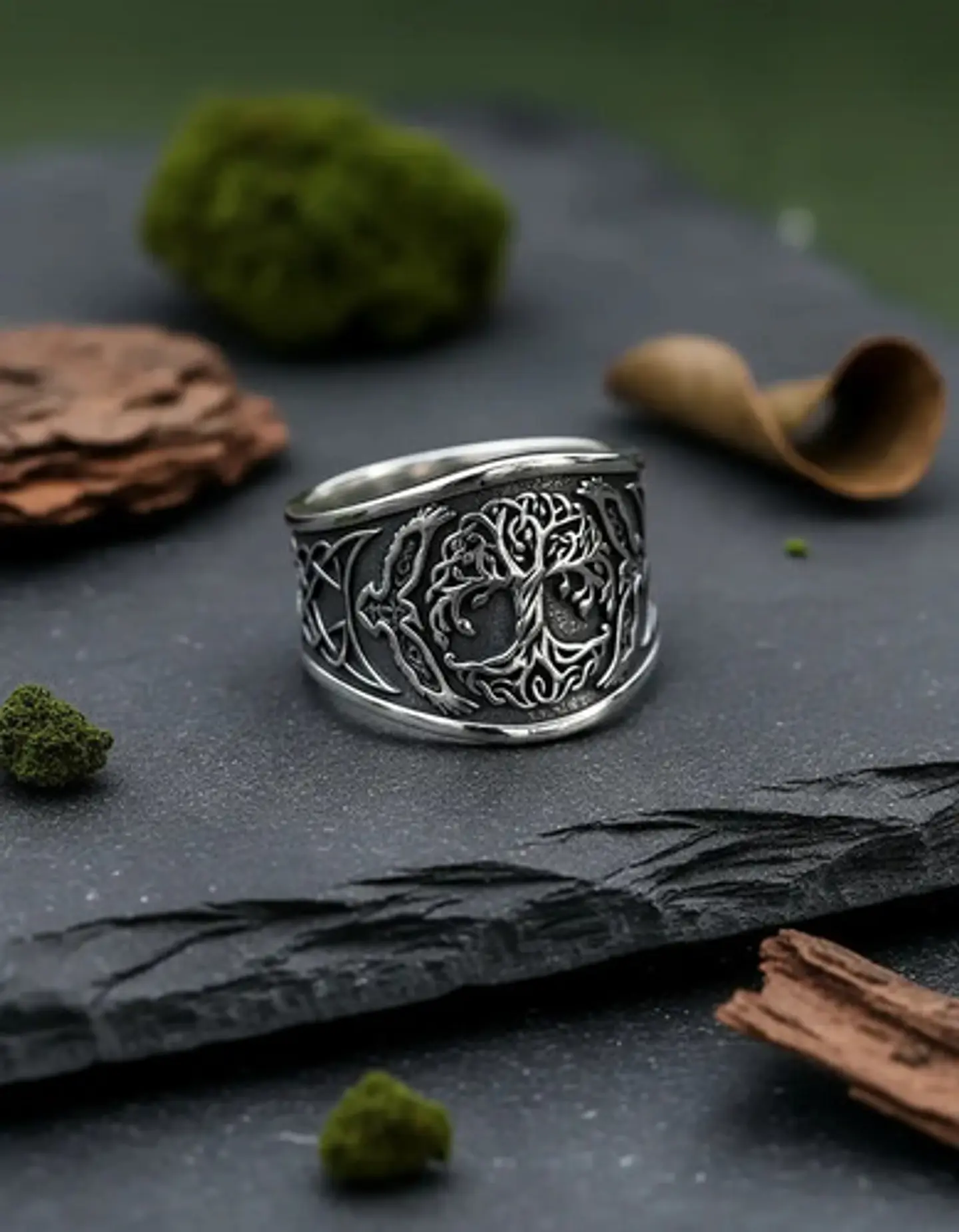 Anillo Para Hombre Amuleto Vikingo Árbol De Vida Yggdrasil 10