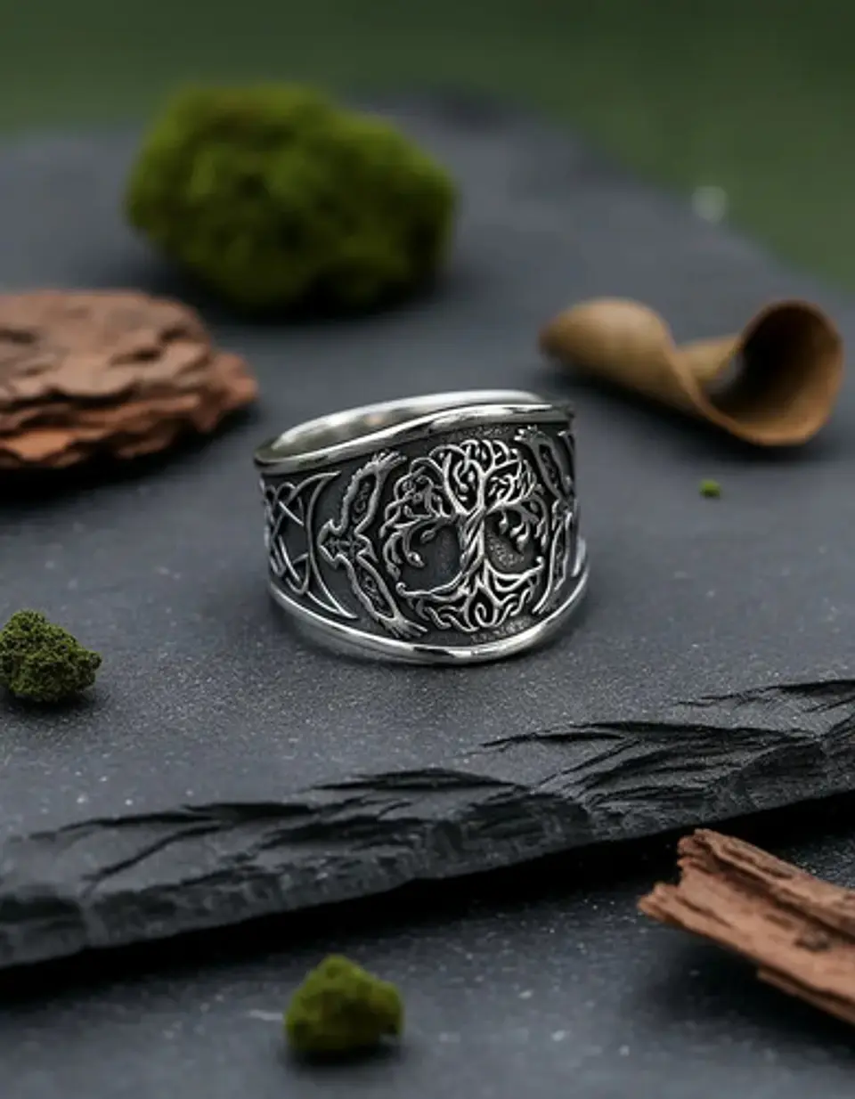 Anillo Para Hombre Amuleto Vikingo Árbol De Vida Yggdrasil 10