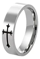 Anillo Con Cruz 8mm Para Hombre Y Mujer De Acero Color Plata - Miniatura 1