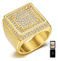 Anillo Lujoso Para Hombre Geométrico Hip Hop Acero Color Oro - Miniatura 1