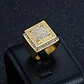 Anillo Lujoso Para Hombre Geométrico Hip Hop Acero Color Oro - Miniatura 3