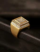 Anillo Lujoso Para Hombre Geométrico Hip Hop Acero Color Oro - Miniatura 6