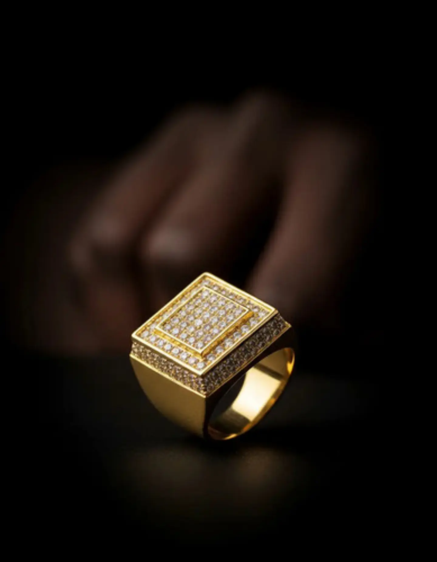 Anillo Lujoso Para Hombre Geométrico Hip Hop Acero Color Oro 9