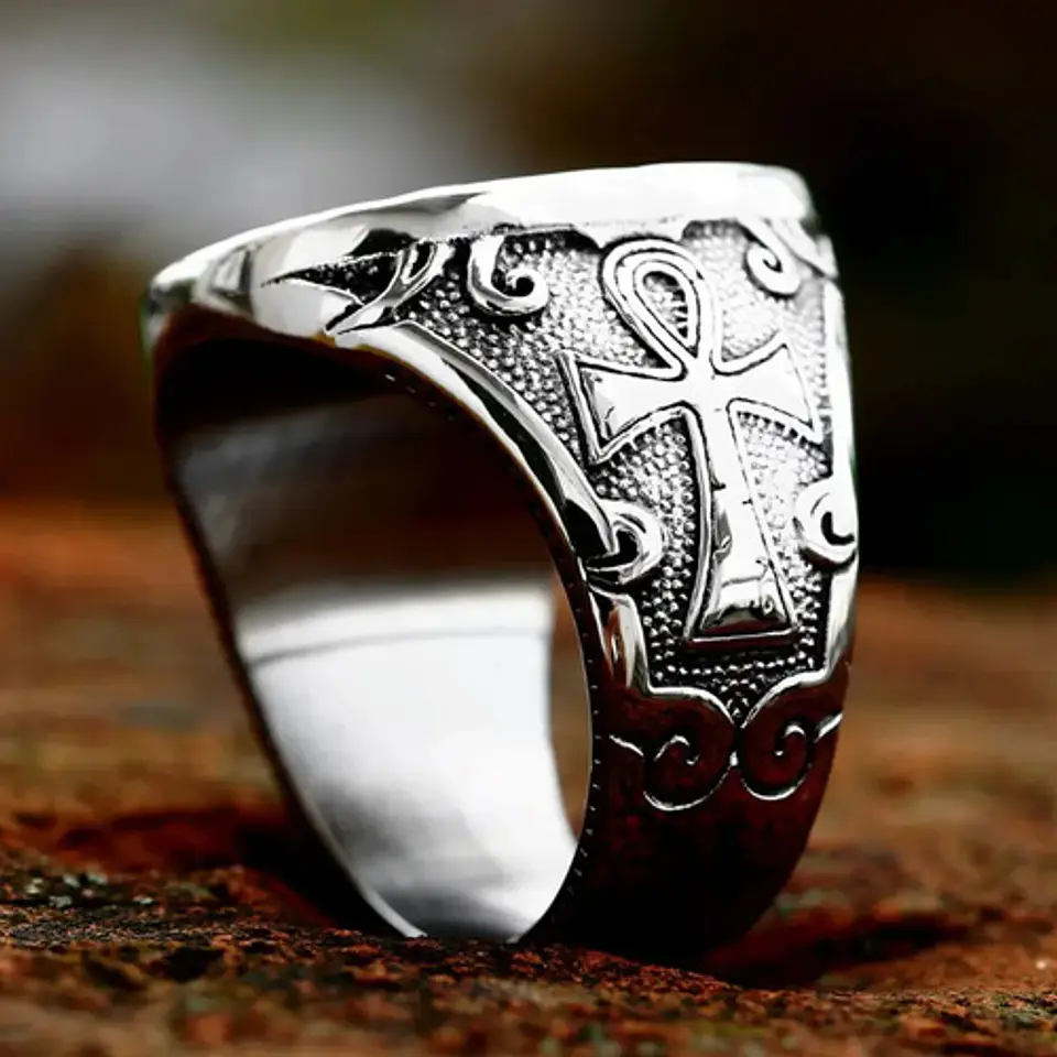 Anillo Para Hombre Con Águila Bicéfala Color Plata En Acero 5