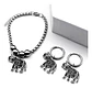 Set Collar Pendientes Pulsera Elefante Flor De Loto De Acero Plateado - Miniatura 6