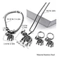 Set Collar Pendientes Pulsera Elefante Flor De Loto De Acero Plateado - Miniatura 7