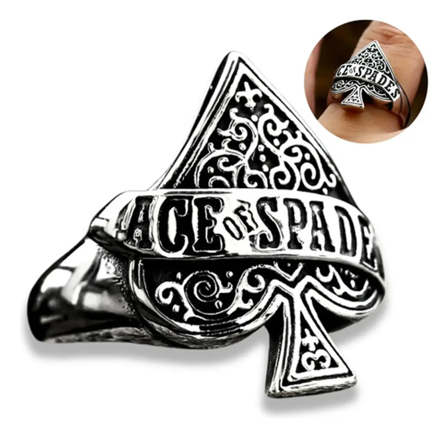 Anillo Para Hombre Con Diseño Ace Of Spade Cartas De Juego 1