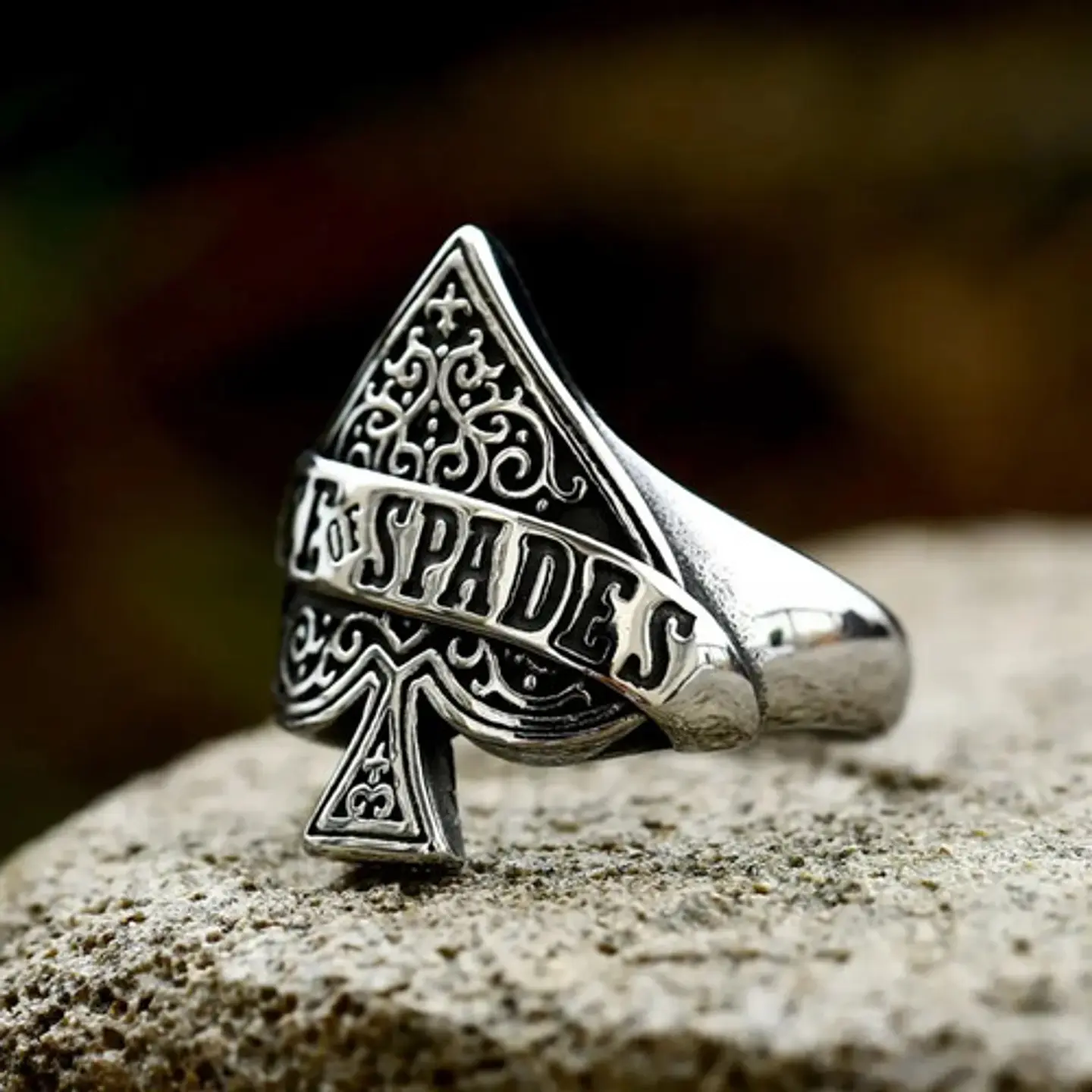 Anillo Para Hombre Con Diseño Ace Of Spade Cartas De Juego 5