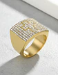 Anillo Lujoso Para Hombre Cruz Cz Hip Hop De Acero Color Oro - Miniatura 2