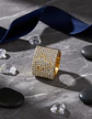 Anillo Lujoso Para Hombre Cruz Cz Hip Hop De Acero Color Oro - Miniatura 3