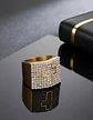 Anillo Lujoso Para Hombre Cruz Cz Hip Hop De Acero Color Oro - Miniatura 4