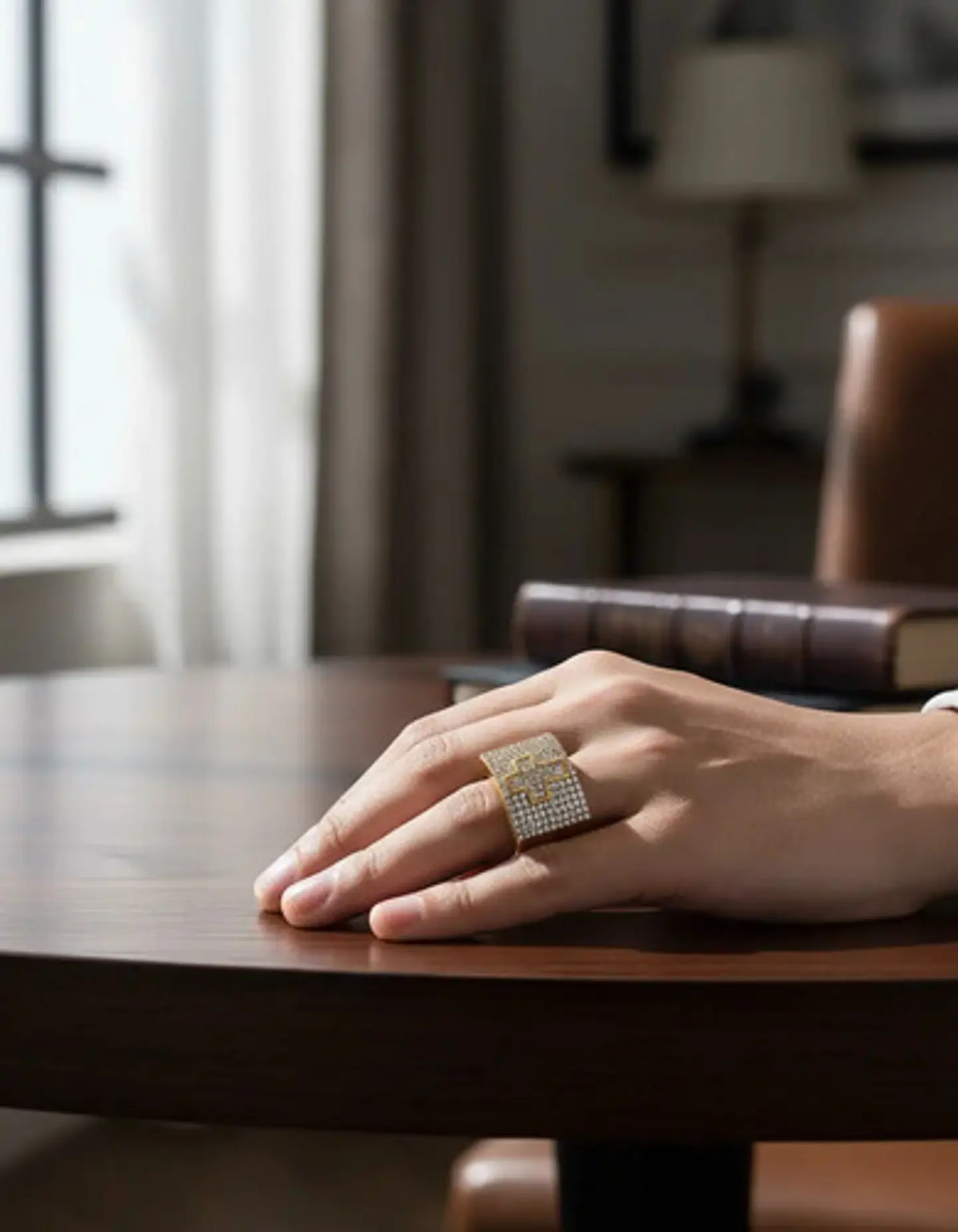 Anillo Lujoso Para Hombre Cruz Cz Hip Hop De Acero Color Oro 5