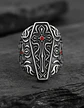 Gran Anillo Para Hombre Con Piedra Roja Estilo Punk Ataúd  - Miniatura 3